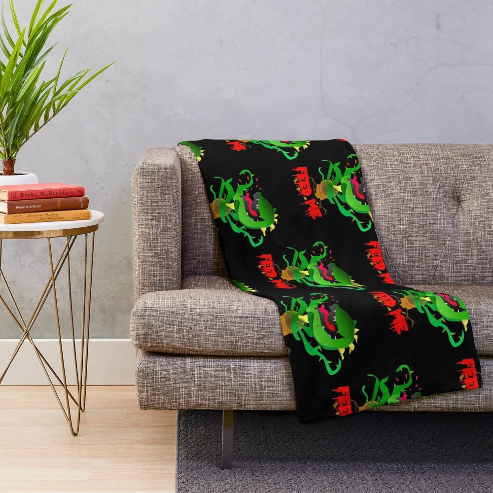 Bloodthirsty Plush Blanket inspired by the carnivorous plant Audrey II from Little Shop of Horrors