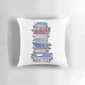 Vibrant floral pillow with open book design, perfect for book lovers