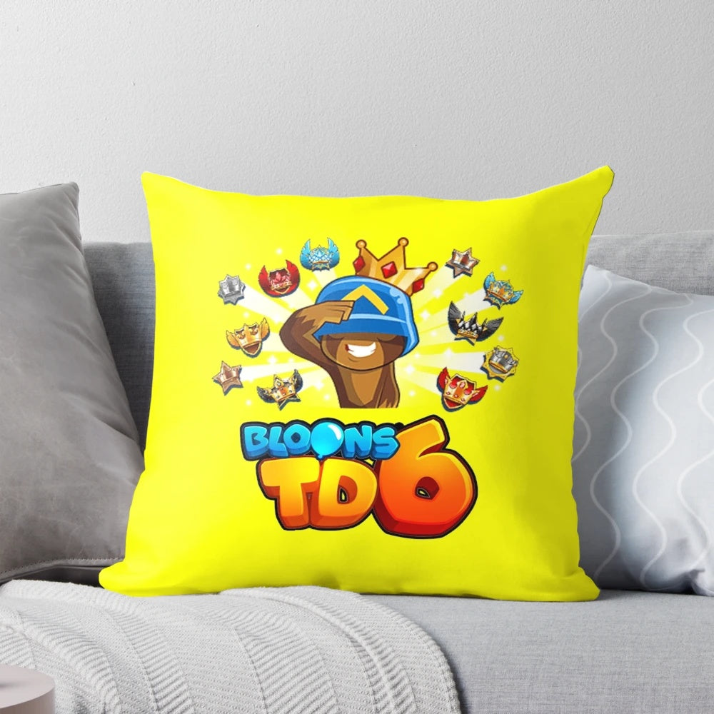 Bloons TD 6 Pillow for Kids - Officially Licensed Plush Accessory featuring adorable monkey characters from the popular tower defense game.