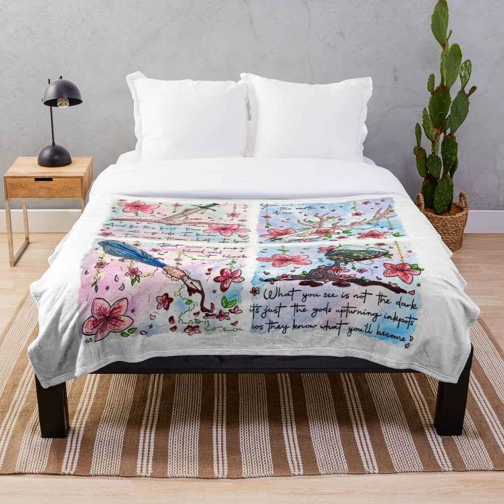 The Amazing Devil inspired Blossom Fairy Lights Series plush blanket in pink and watercolor