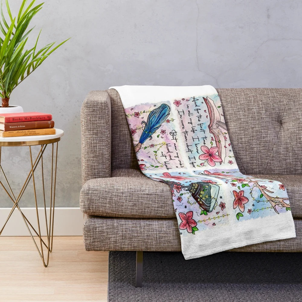 The Amazing Devil inspired Blossom Fairy Lights Series plush blanket in pink and watercolor