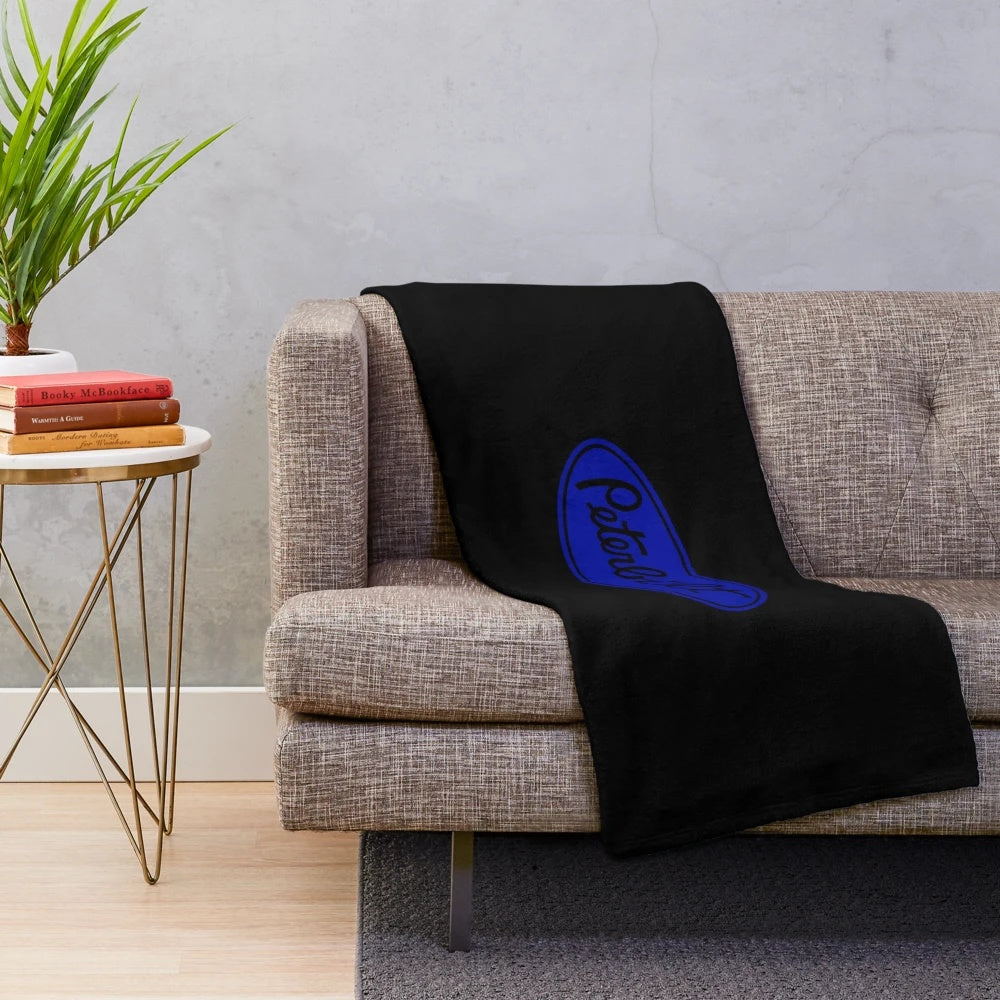 Blue and Black Plush Blanket with Peterbilt Truck Design