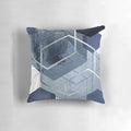 Blue and grey geometric hexagon pattern decorative pillow
