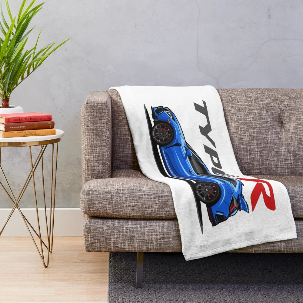 Blue Honda Civic Type R inspired plush blanket