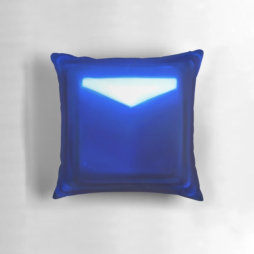 Blue saber-themed throw pillow cover with a music rhythm game design