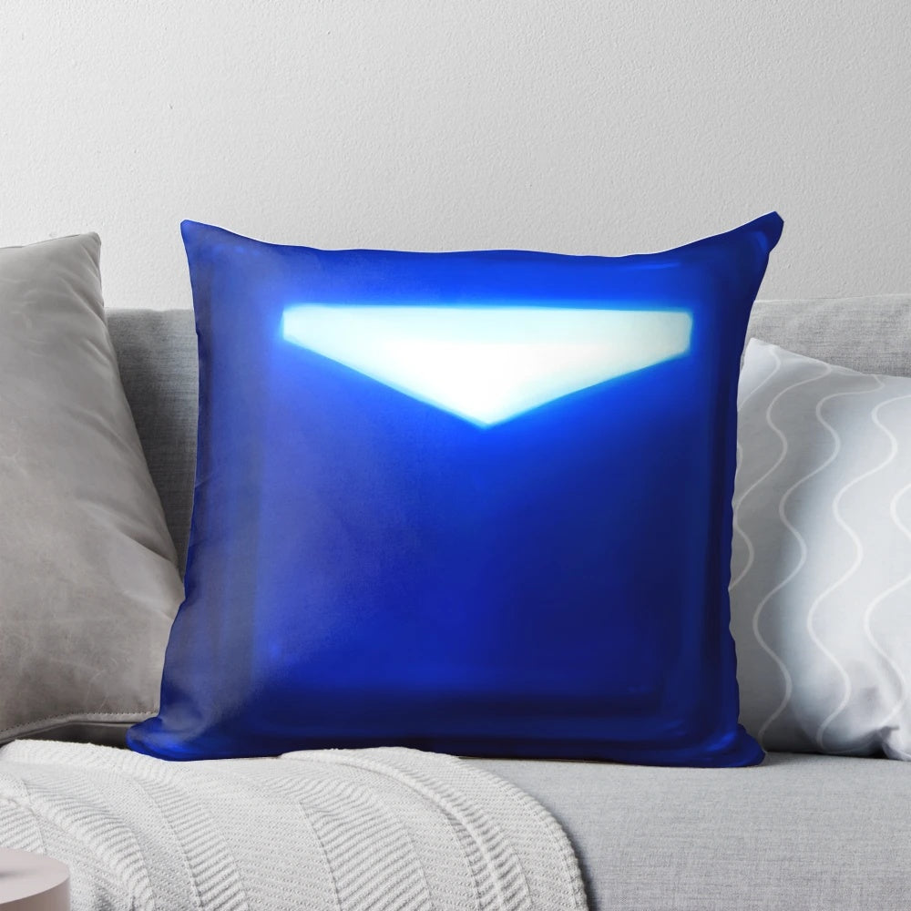 Blue saber-themed throw pillow cover with a music rhythm game design