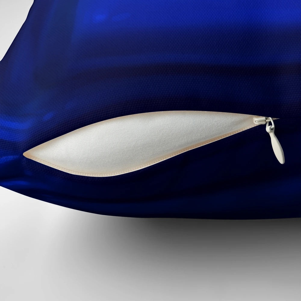 Blue saber-themed throw pillow cover with a music rhythm game design
