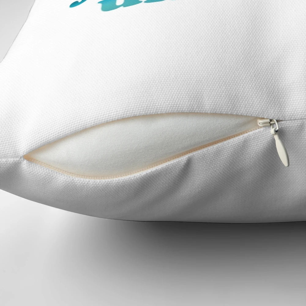 Blue writing pillow with "It's a Dam Percy Jackson Thing" text, inspired by the Percy Jackson book series.