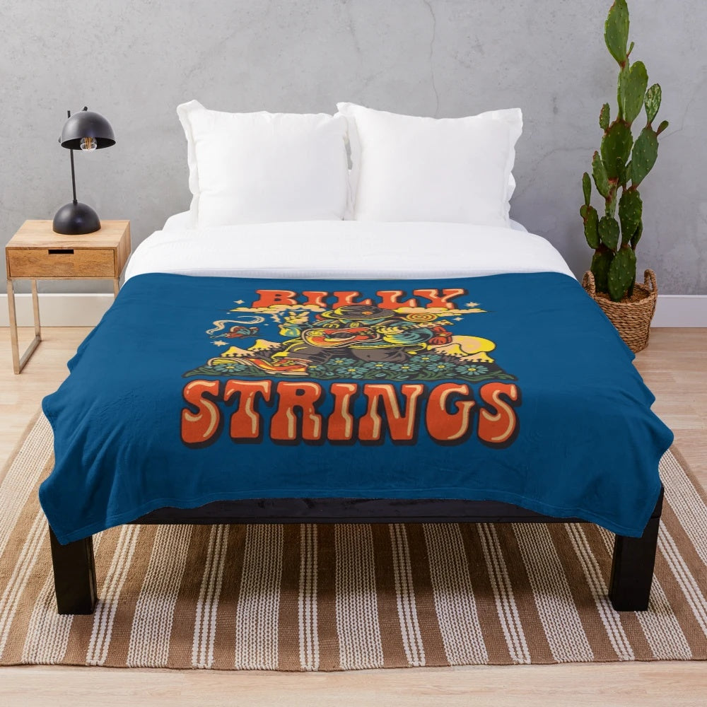 Soft, cozy plush blanket featuring the name and imagery of bluegrass musician Billy Strings