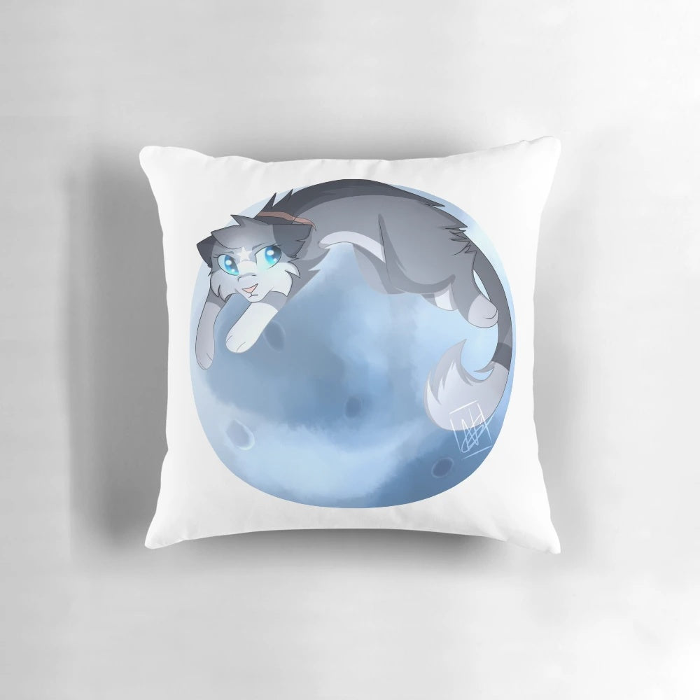 Bluestar Warrior Cat Pillow with Blue Moon Design