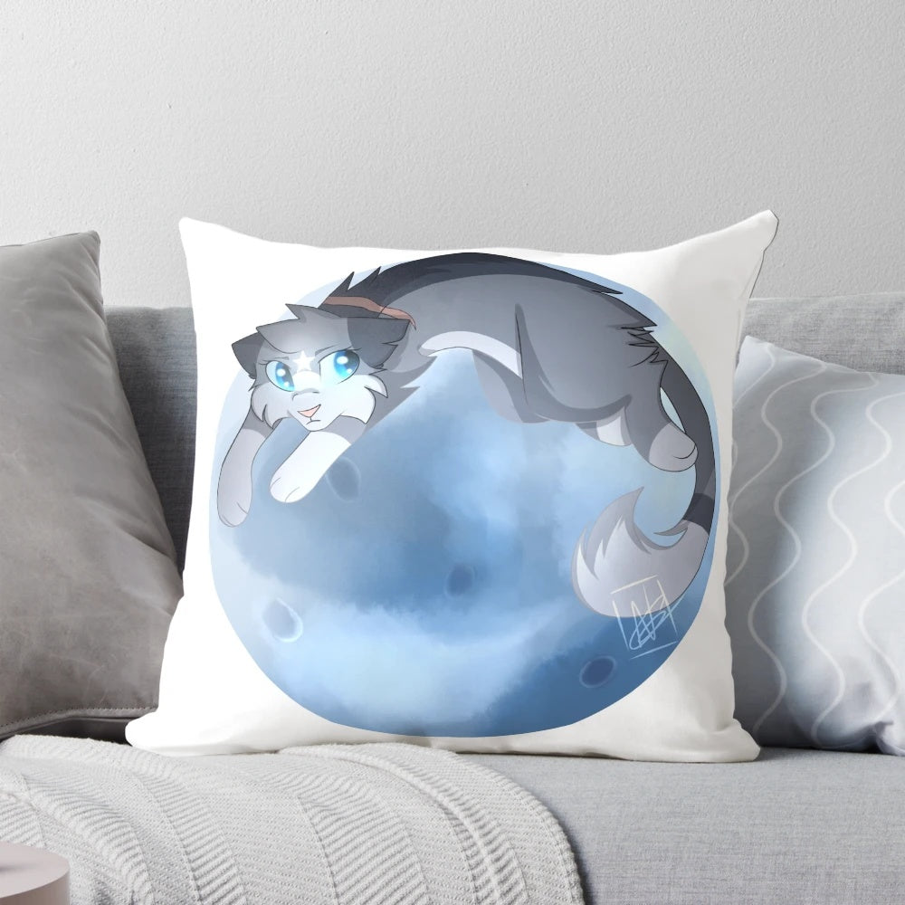 Bluestar Warrior Cat Pillow with Blue Moon Design