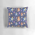 A plush pillow featuring a colorful and whimsical Bluey-inspired seamless pattern design.