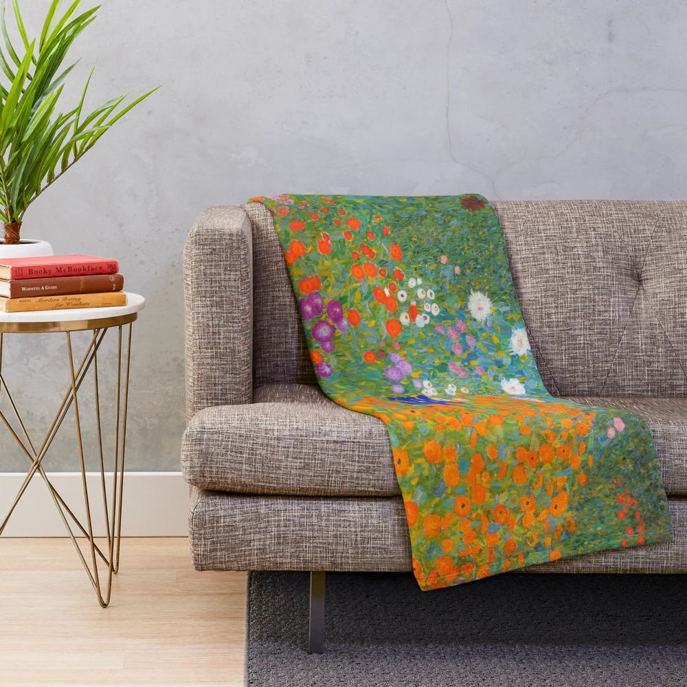 Gustav Klimt Blumengarten (Flower Garden) Plush Blanket