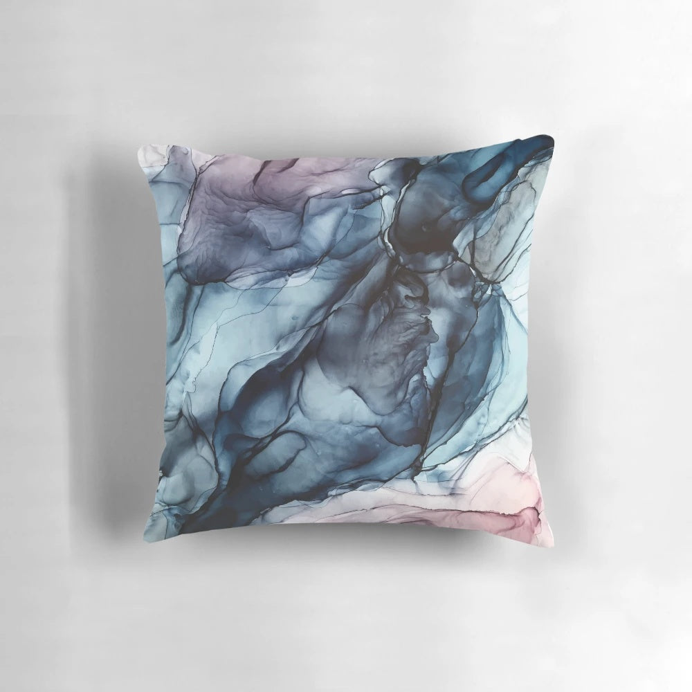Blush and Darkness Abstract Alcohol Ink Painting Decorative Pillow