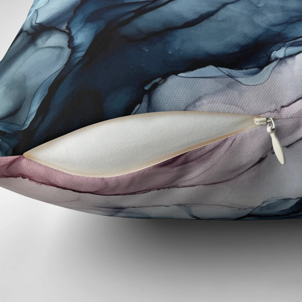 Blush and Darkness Abstract Alcohol Ink Painting Decorative Pillow