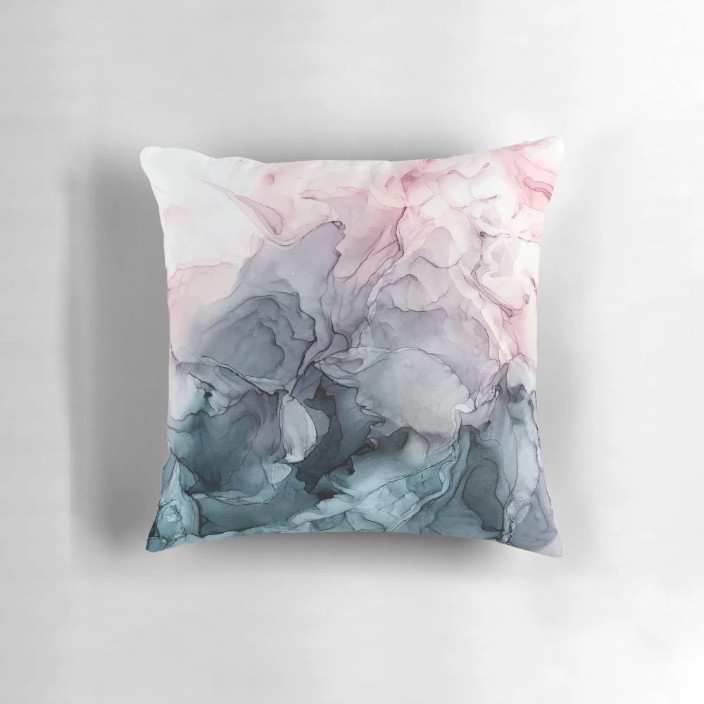 Blush and grey flowing abstract decorative pillow