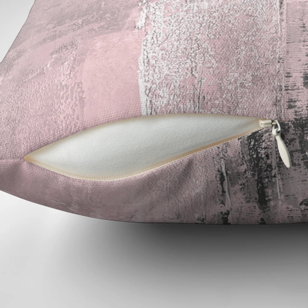 Blush pink abstract landscape wall art with gray and pink tones