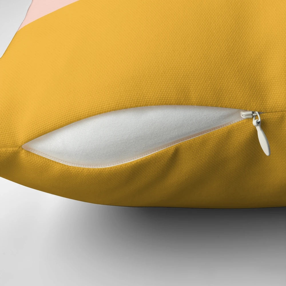 Blush pink and mustard yellow minimalist color block pillow