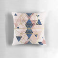 Blush pink and navy geometric abstract art throw pillow for living room or bedroom decor