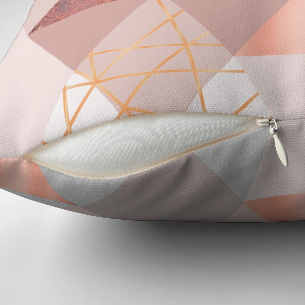 Blush pink geometric pillow with scandinavian-inspired design