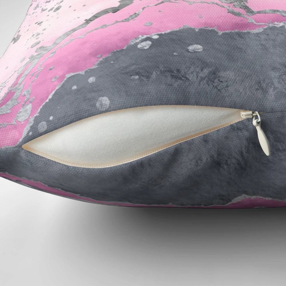 Blush rose marble decorative pillow with soft pastel pink and grey tones