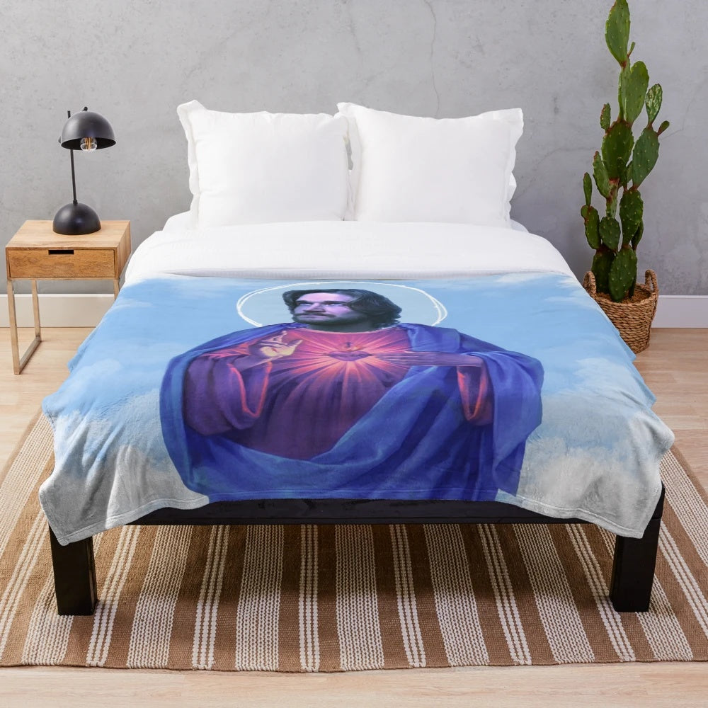 Bo Burnham-inspired plush blanket with "Jesus Bo" design