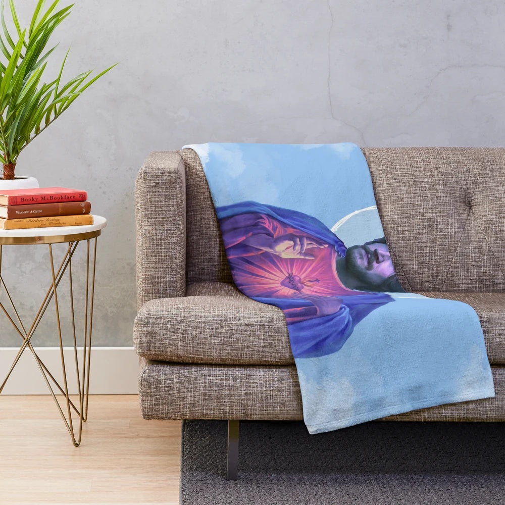 Bo Burnham-inspired plush blanket with "Jesus Bo" design