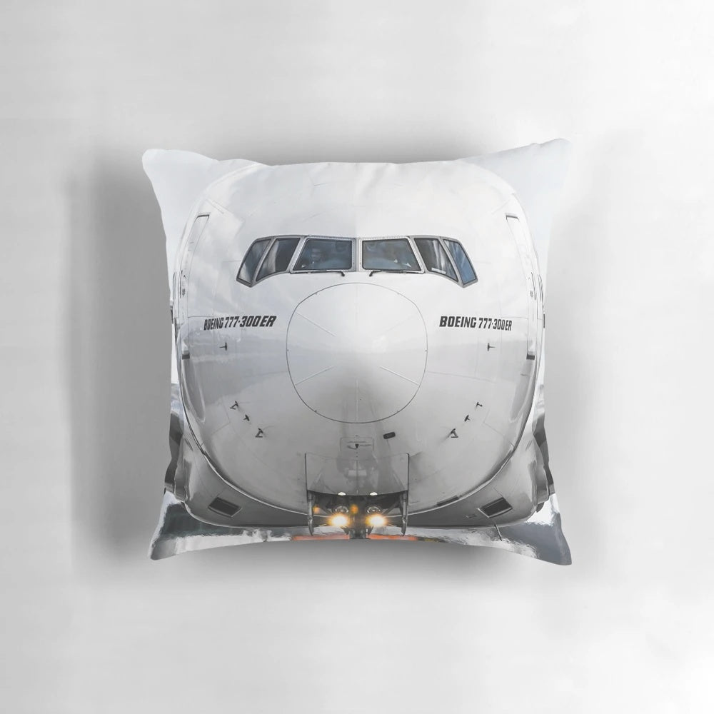 Boeing 777 Nose View Pillow - Soft, Comfortable Pillow Featuring the Iconic Aircraft