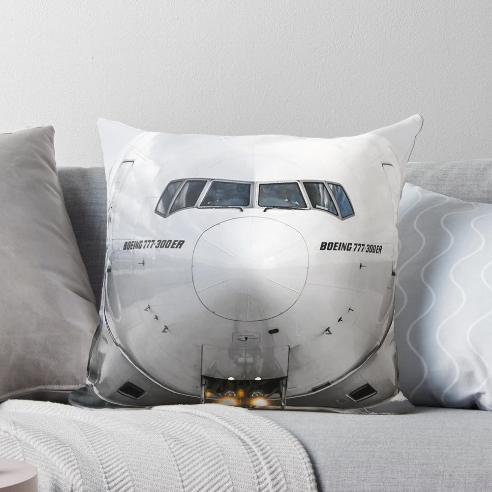 Boeing 777 Nose View Pillow - Soft, Comfortable Pillow Featuring the Iconic Aircraft