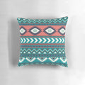 Bohemian turquoise teal terracotta tribal aztec pattern decorative pillow