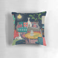 Bohemian whippet decorative throw pillow featuring an ikat and kilim inspired design