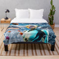 Boho alien plush blanket with space and floral patterns