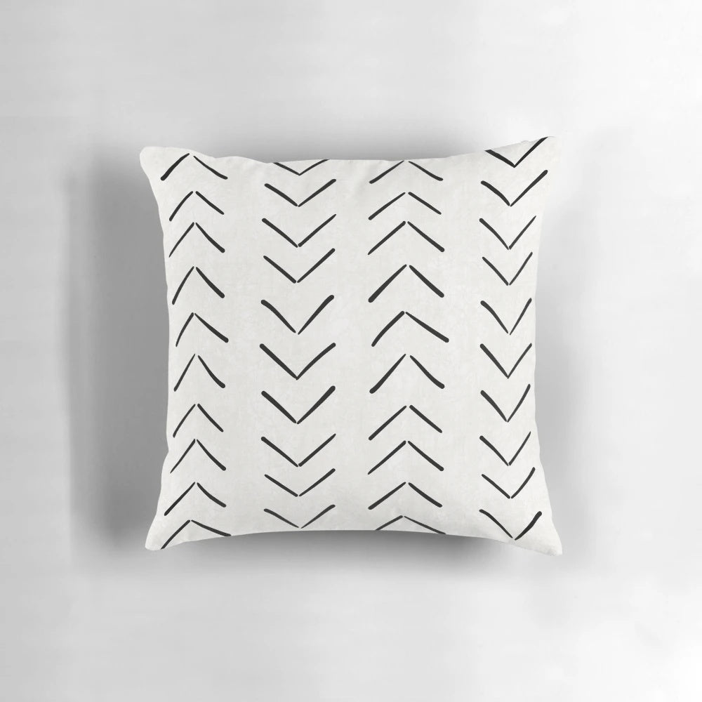 Boho black and white geometric arrow pattern throw pillow for home decor