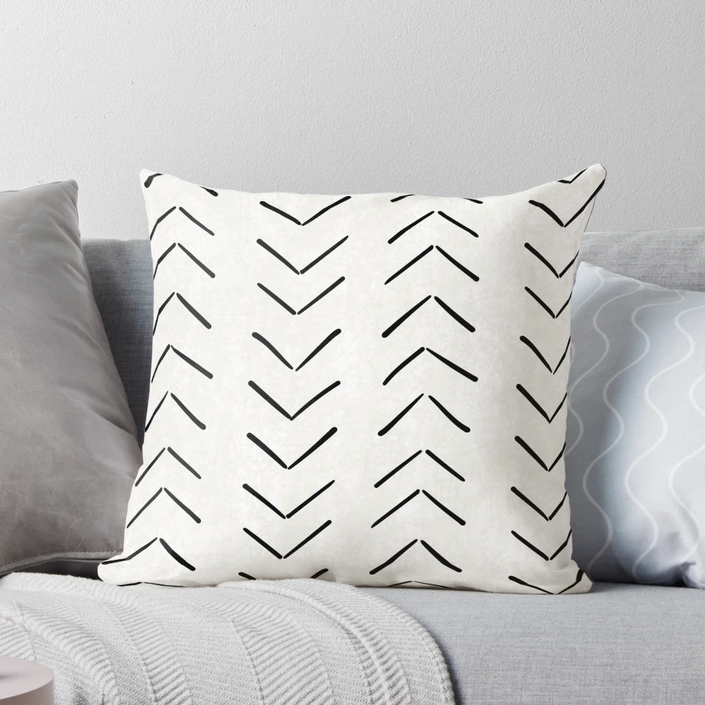 Boho black and white geometric arrow pattern throw pillow for home decor