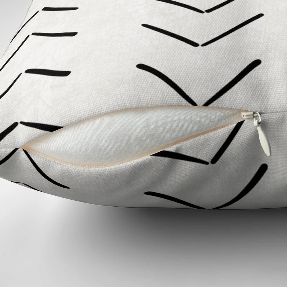 Boho black and white geometric arrow pattern throw pillow for home decor