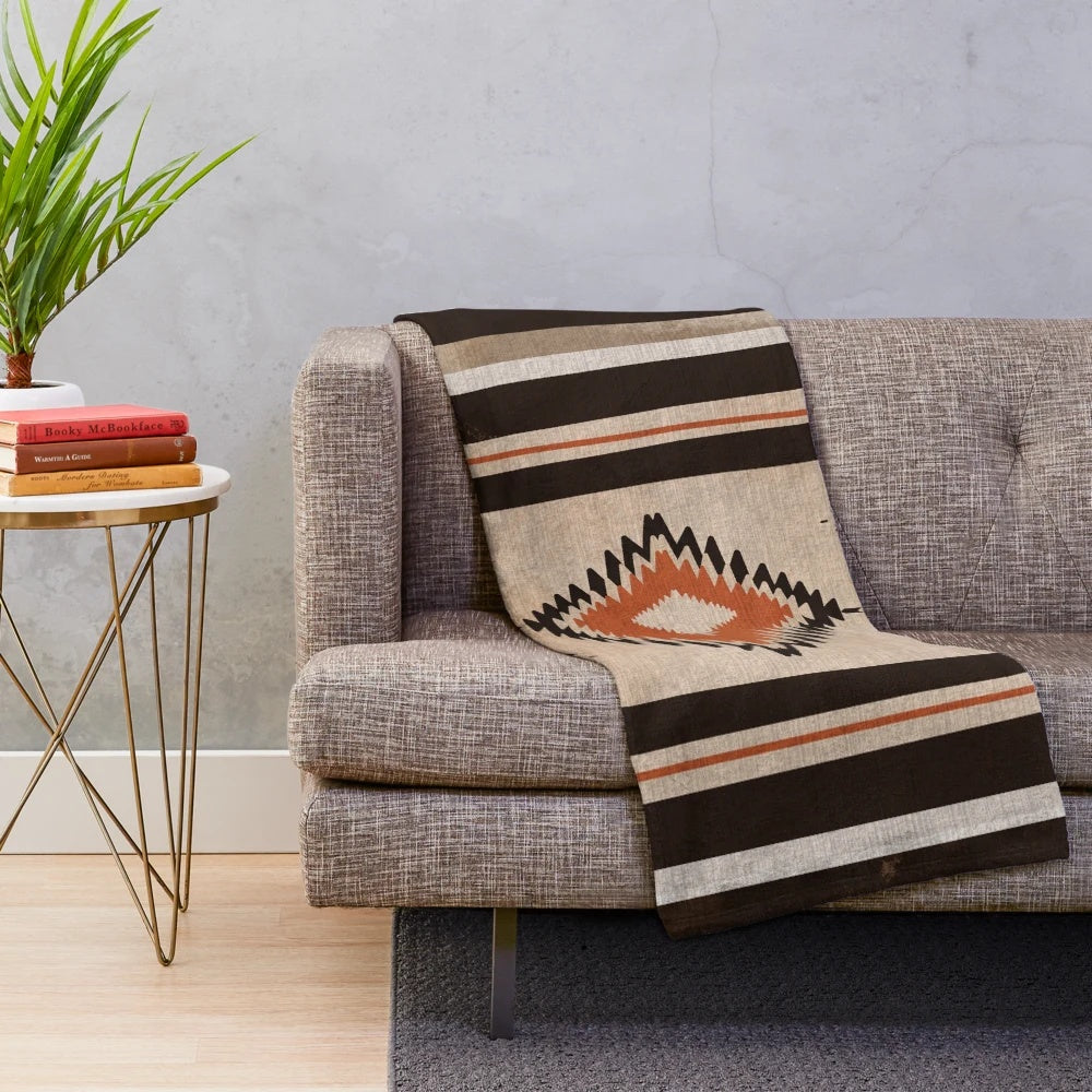 Boho bohemian plush blanket with geometric pattern design