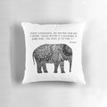 Decorative throw pillow featuring a Buddha elephant design with henna and floral patterns