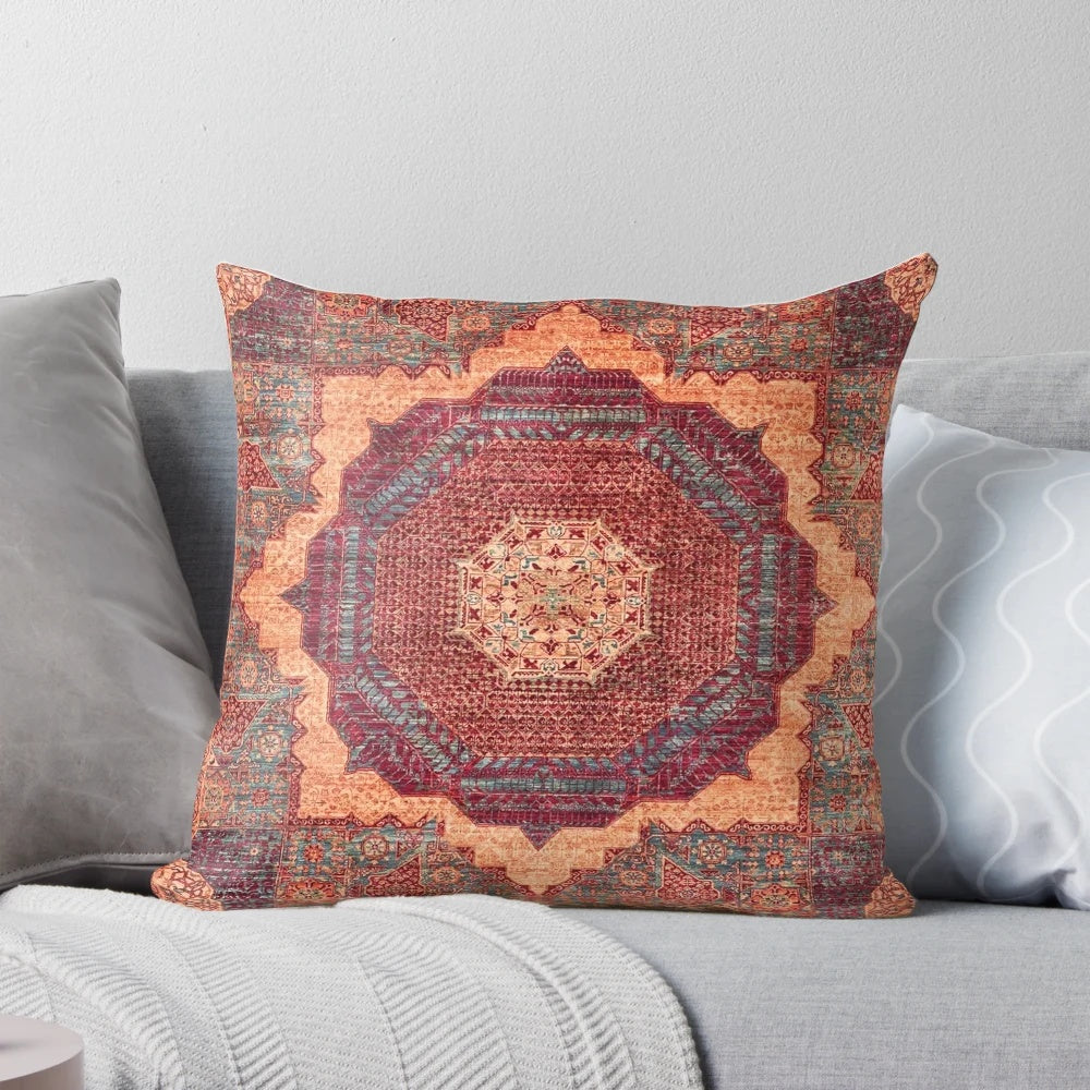Boho chic graphic design pillow with vintage Moroccan-inspired pattern