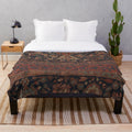 Boho chic plush blanket with colorful medallion rug pattern