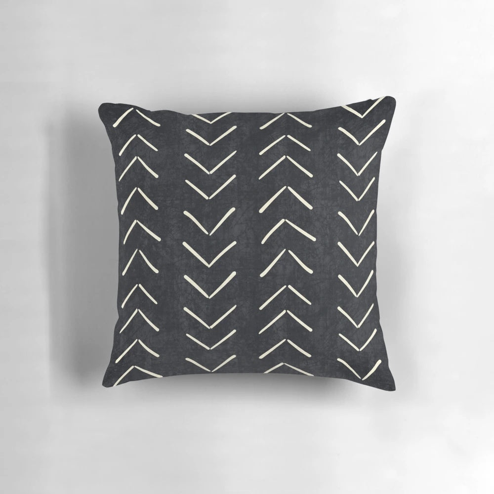 Boho geometric black and white arrows decorative pillow