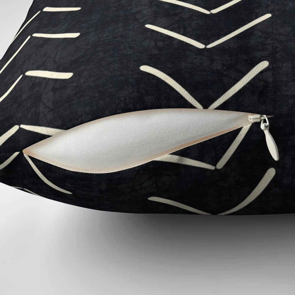 Boho geometric black and white arrows decorative pillow