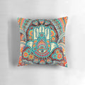 Boho hamsa hand decorative pillow with mandala flower design