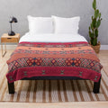 Traditional Moroccan Berber design plush blanket with abstract graphic patterns