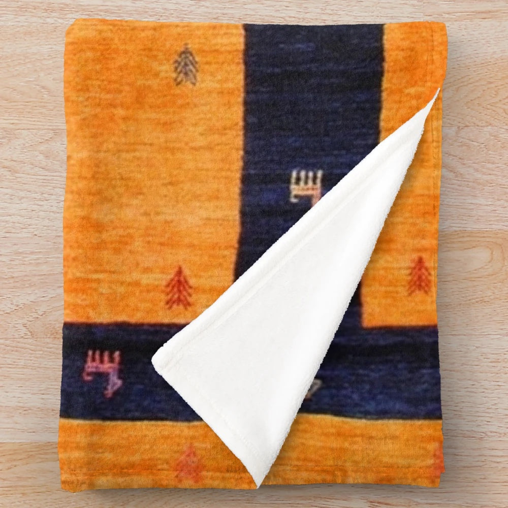 Moroccan-style plush blanket with traditional artwork and bohemian design
