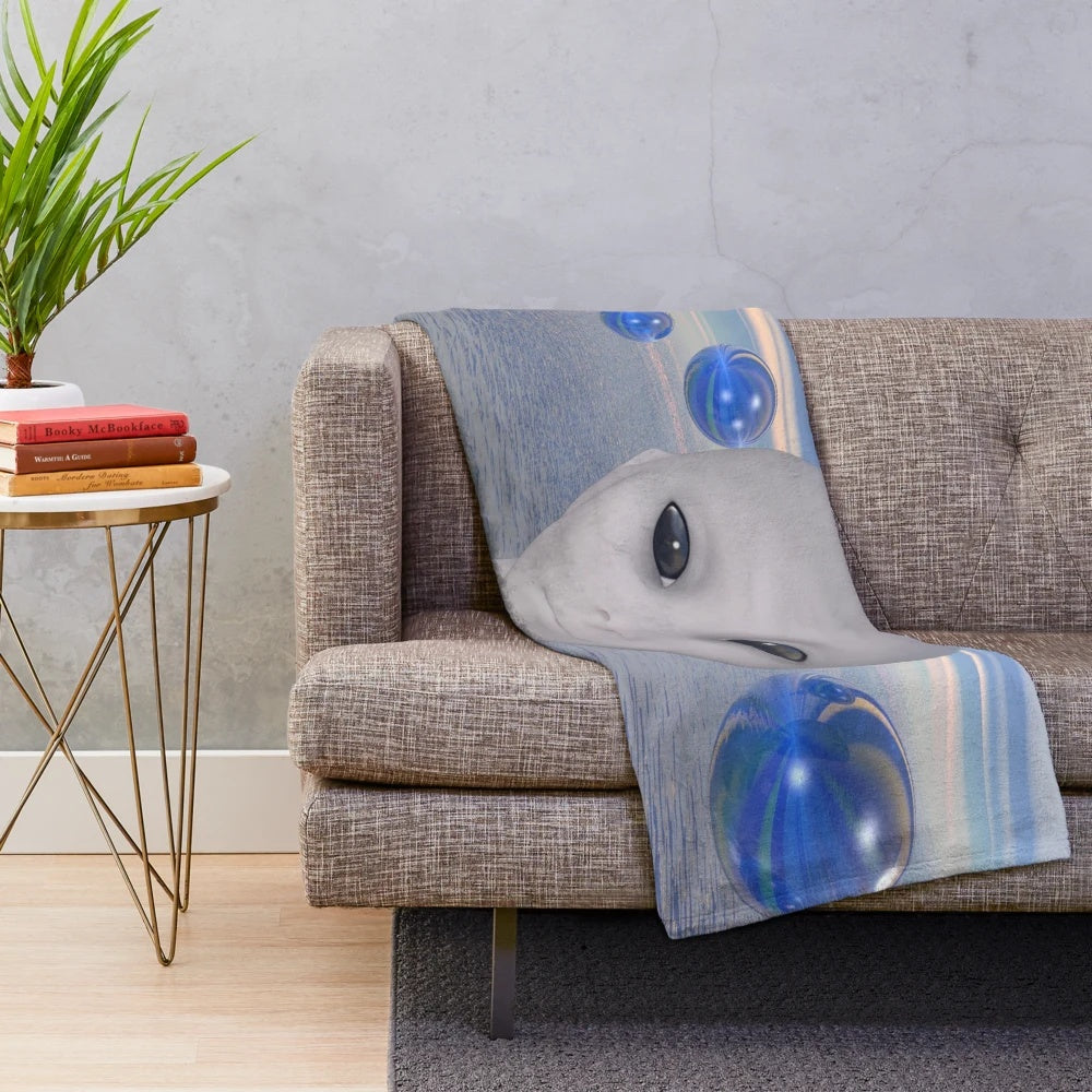 Boho plush blanket with alien and extraterrestrial patterns
