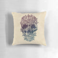 Skull and Floral Patterned Decorative Throw Pillow for Bohemian Home Decor