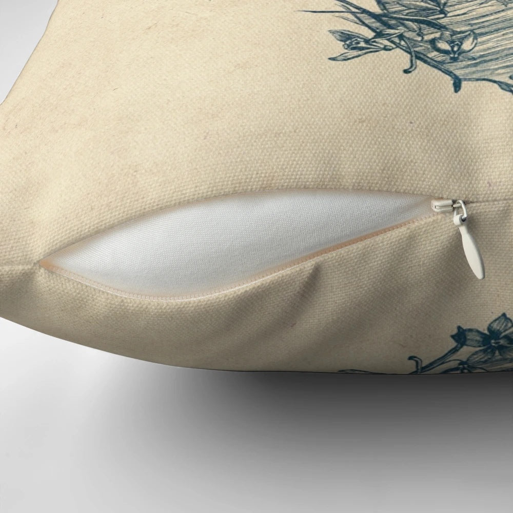 Skull and Floral Patterned Decorative Throw Pillow for Bohemian Home Decor