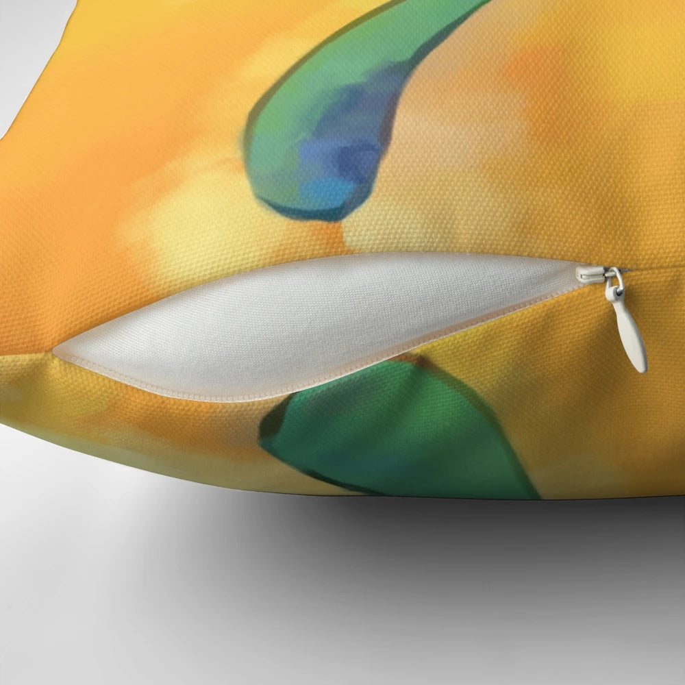 A high-quality decorative pillow featuring a bold and brash design inspired by the Spongebob Squarepants cartoon.