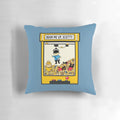 A decorative pillow featuring the iconic "Beam Me Up, Scotty" phrase from Star Trek