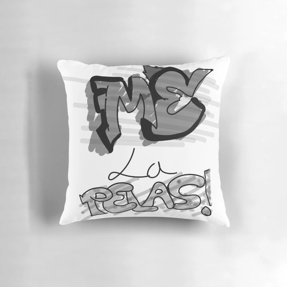 Minimalist and rebellious "You Give Me Shit" pillow, perfect for adding a touch of irreverent style to any space.